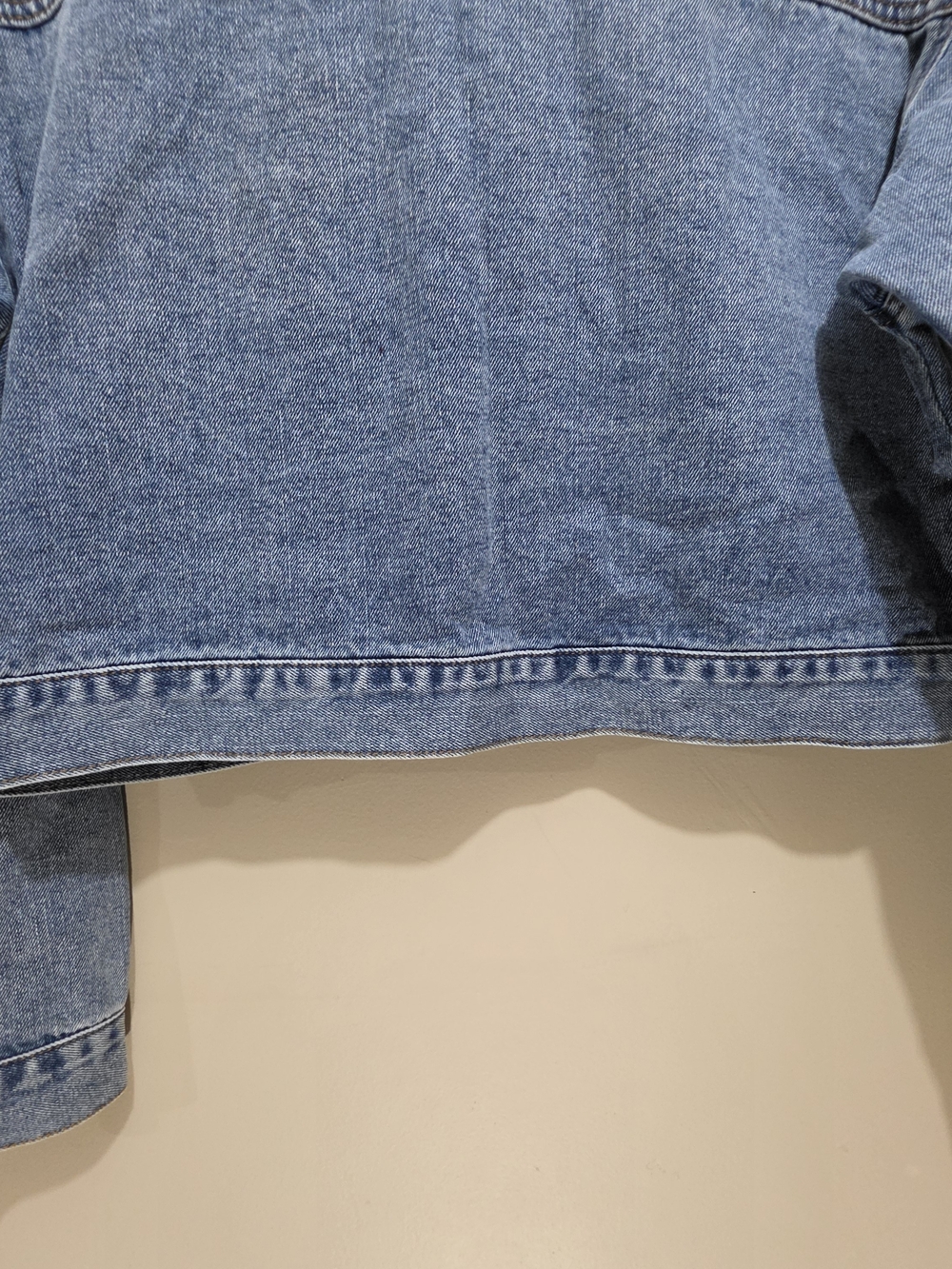 VIGOSS Cropped Denim Jacket Small Corduroy Collar Snap Front Blue - Picture 12 of 13